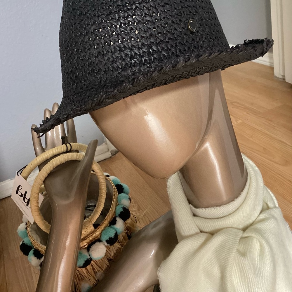 Original Chuck Fedora Panama Style Black Woven Hat
